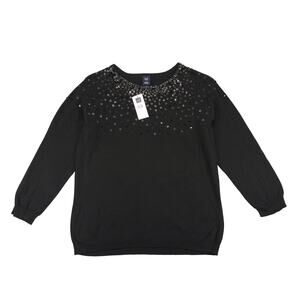 VTG Gap Sequin Sweater NWT 2005 Women’s L Black Y2K Party Holiday Hong Kong